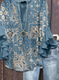 Women Floral Half Sleeve Shirt Summer Printing V Neck Daily Casual Top
