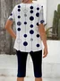 Women Polka Dots Printing Two-Piece Set Daily Short Sleeve Casual Summer Top With Pants Matching Set