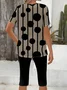 Women Polka Dots Printing Two-Piece Set Daily Short Sleeve Casual Summer Top With Pants Matching Set