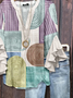 Women Abstract Half Sleeve Shirt Summer Printing V Neck Daily Casual Top