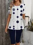 Women Polka Dots Printing Two-Piece Set Daily Short Sleeve Casual Summer Top With Pants Matching Set