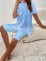 Women Abstract Printing Two-Piece Set Daily Short Sleeve Casual Summer Top With Pants Matching Set