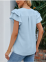 Women Plain Short Sleeve Tee T-shirt V Neck Casual Summer Top