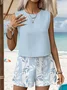 Women Floral Printing Two-Piece Set Daily Sleeveless Casual Summer Multi-Piece Set Matching Set
