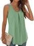 Women Sleeveless Tank Top Camisole Summer Plain Ruched Crew Neck Daily Sports Top