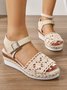 All Season Fabric Plain Simple Peep Toe Wedge Sandals