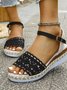 All Season Fabric Plain Simple Peep Toe Wedge Sandals