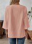 Women Plain Three Quarter Sleeve Shirt Spring/Fall Crew Neck Daily Casual Top