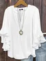 Women Plain Half Sleeve Shirt Summer V Neck Daily Casual Top