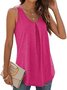 Women Sleeveless Tank Top Camisole Summer Plain Ruched Crew Neck Daily Sports Top