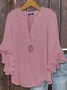 Women Plain Half Sleeve Shirt Summer V Neck Daily Casual Top
