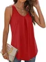 Women Sleeveless Tank Top Camisole Summer Plain Ruched Crew Neck Daily Sports Top