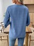 Women Plain Three Quarter Sleeve Shirt Spring/Fall Crew Neck Daily Casual Top