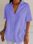 Women Plain Short Sleeve Shirt Summer Printing Shirt Collar Daily Casual Top