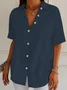 Women Plain Short Sleeve Shirt Summer Printing Shirt Collar Daily Casual Top