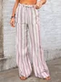 Women Striped Long Drawstring Pants Casual Spring/Fall Trousers