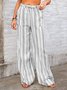 Women Striped Long Drawstring Pants Casual Spring/Fall Trousers