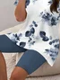 Women Floral Printing Two-Piece Set Daily Short Sleeve Casual Summer Top With Pants Matching Set