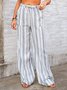 Women Striped Long Drawstring Pants Casual Spring/Fall Trousers