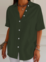Women Plain Short Sleeve Shirt Summer Printing Shirt Collar Daily Casual Top