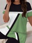 Women Abstract Printing Two-Piece Set Daily Short Sleeve Casual Summer Top With Pants Matching Set