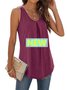 Women Sleeveless Tank Top Camisole Summer Plain Ruched Crew Neck Daily Sports Top