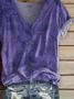 Women Floral Short Sleeve Tee T-shirt V Neck Printing Casual Summer Graphic Tee Top
