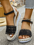 All Season Fabric Plain Simple Peep Toe Wedge Sandals