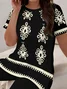 Women Abstract Printing Two-Piece Set Daily Short Sleeve Casual Summer Top With Pants Matching Set