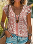 Women Floral Short Sleeve Tee T-shirt V Neck Printing Casual Summer Graphic Tee Top