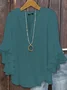 Women Plain Half Sleeve Shirt Summer V Neck Daily Casual Top