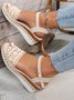 All Season Fabric Plain Simple Peep Toe Wedge Sandals