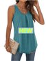Women Sleeveless Tank Top Camisole Summer Plain Ruched Crew Neck Daily Sports Top