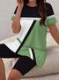 Women Abstract Printing Two-Piece Set Daily Short Sleeve Casual Summer Top With Pants Matching Set