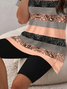Women Abstract Stripes Printing Two-Piece Set Daily Short Sleeve Casual Summer Top With Pants Matching Set