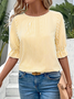Women Striped Half Sleeve Shirt Summer Crew Neck Daily Vintage Top
