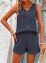 Women Plain Embossed Two-Piece Set Daily Sleeveless Casual Summer Top With Pants Matching Set