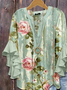 Women Floral Half Sleeve Shirt Summer Printing V Neck Daily Casual Top