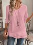 Women Plain Three Quarter Sleeve Shirt Spring/Fall Crew Neck Daily Casual Top
