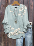 Women Floral Half Sleeve Shirt Summer Printing V Neck Daily Casual Top