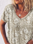 Women Floral Short Sleeve Tee T-shirt V Neck Printing Casual Summer Graphic Tee Top