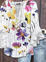 Women Floral Half Sleeve Shirt Summer Printing V Neck Daily Casual Top