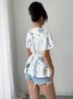 Women Plain Short Sleeve Tee T-shirt V Neck Embroidery Casual Summer Tunic Top