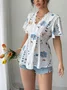 Women Plain Short Sleeve Tee T-shirt V Neck Embroidery Casual Summer Tunic Top