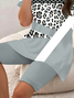 Women Abstract Printing Two-Piece Set Daily Short Sleeve Casual Summer Top With Pants Matching Set