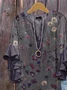 Women Floral Half Sleeve Shirt Summer Printing V Neck Daily Casual Top