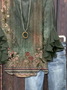 Women Floral Half Sleeve Shirt Summer Printing V Neck Daily Casual Top