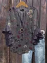 Women Floral Half Sleeve Shirt Summer Printing V Neck Daily Casual Top