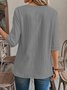Women Plain Three Quarter Sleeve Shirt Spring/Fall Crew Neck Daily Casual Top