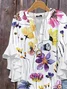 Women Floral Half Sleeve Shirt Summer Printing V Neck Daily Casual Top